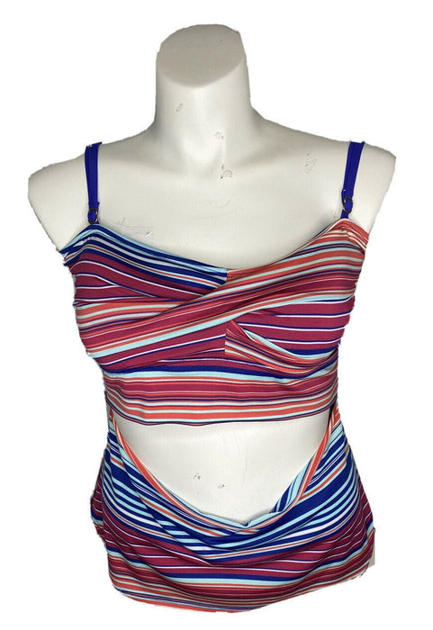 A.n.a. | Multicolored Striped Peek a Boo Swim Top (Size: XL)