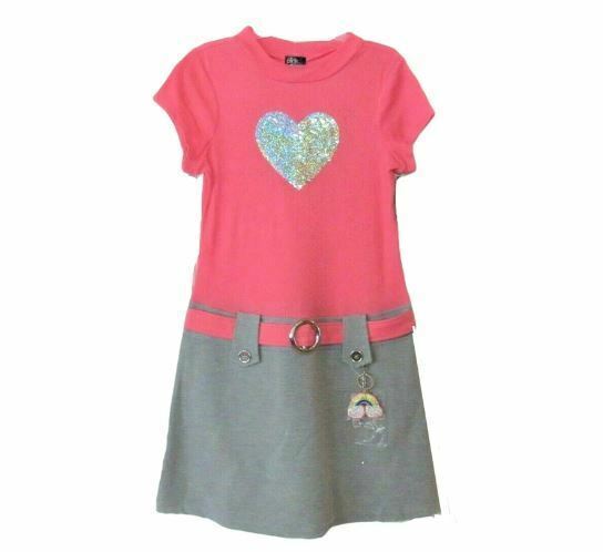 Pink & Violet Pink/Gray Marsha Reverse sequence Heart Dress w/ Rainbow Keychain
