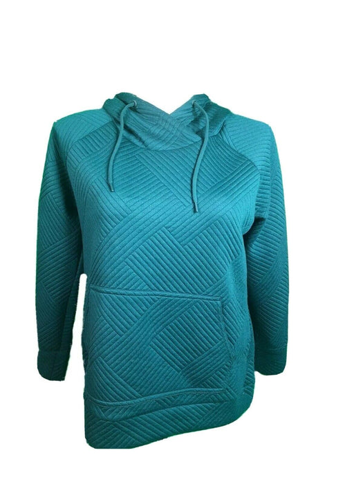 Green Tea Women's Quilted Hooded Pullover, Long Sleeve Hoodie