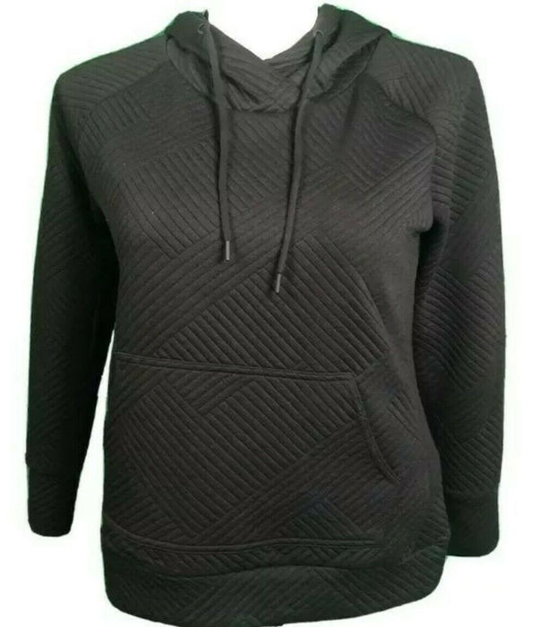 Green Tea Women's Quilted Hooded Pullover, Long Sleeve Hoodie