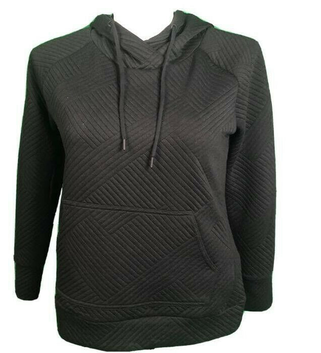 Green Tea Women's Quilted Hooded Pullover, Long Sleeve Hoodie