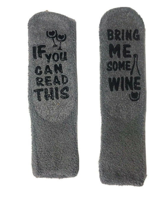 "If You Can Read This Bring Me Some Wine" Cozy Fuzzy Socks Women's (Sz: 6-8) 5pk