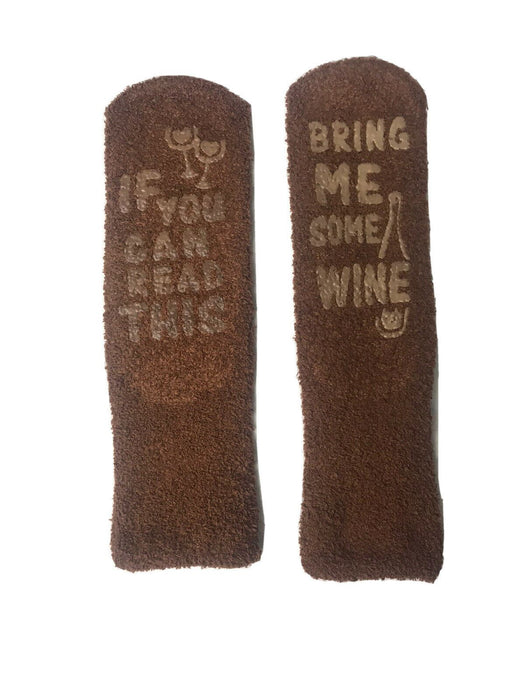 "If You Can Read This Bring Me Some Wine" Cozy Fuzzy Socks Women's (Sz: 6-8) 5pk