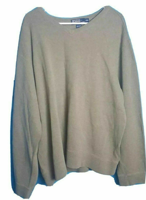Men's Big & Tall Polo Ralph Lauren  V Neck Pullover Sweater Grey (Size: 2XL)