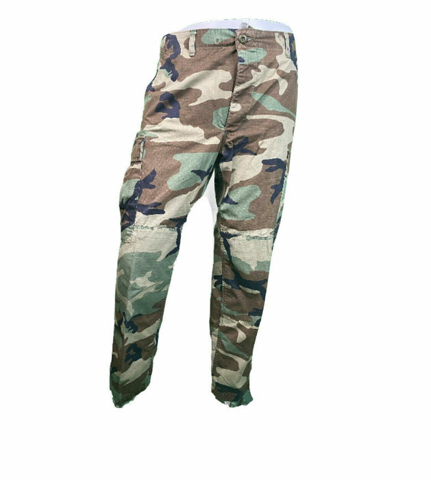 US Military Woodland BDU Ripstop Combat Camouflage Trousers (Size: Small-Short)