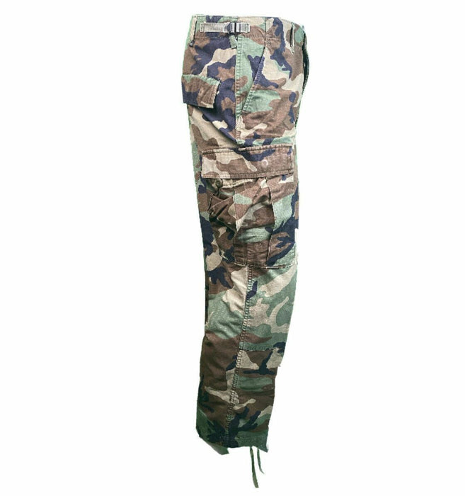 US Military Woodland BDU Ripstop Combat Camouflage Trousers (Size: Med-Long)-