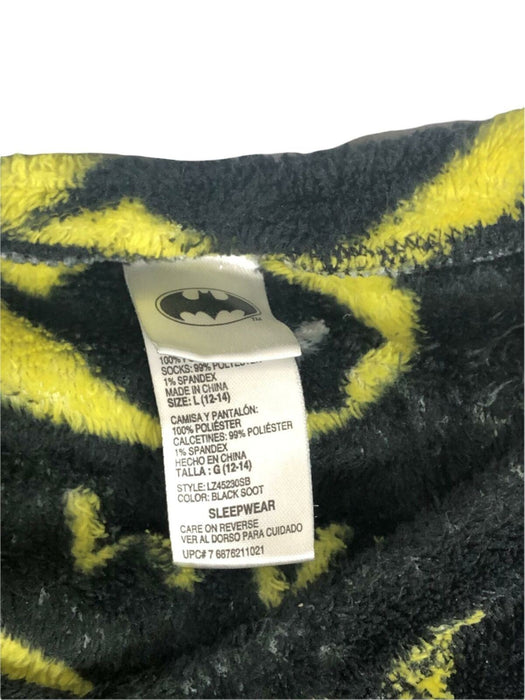 DC Comics Bat Man Fleece 2 Piece Pajamas Set Black Youth (Size: L)