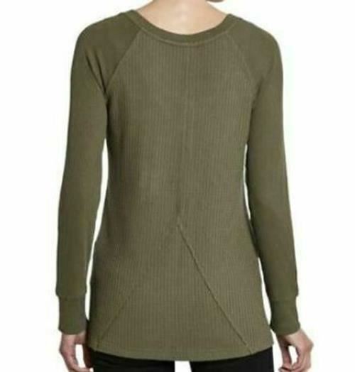 Chelsea & Theodore Women's V-Neck Long Sleeve Waffle Knit Top Green(Size: M) NWT