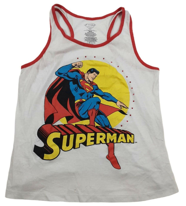 DC Comic's Super Man Graphic Tank Top White Women's (Size: M)