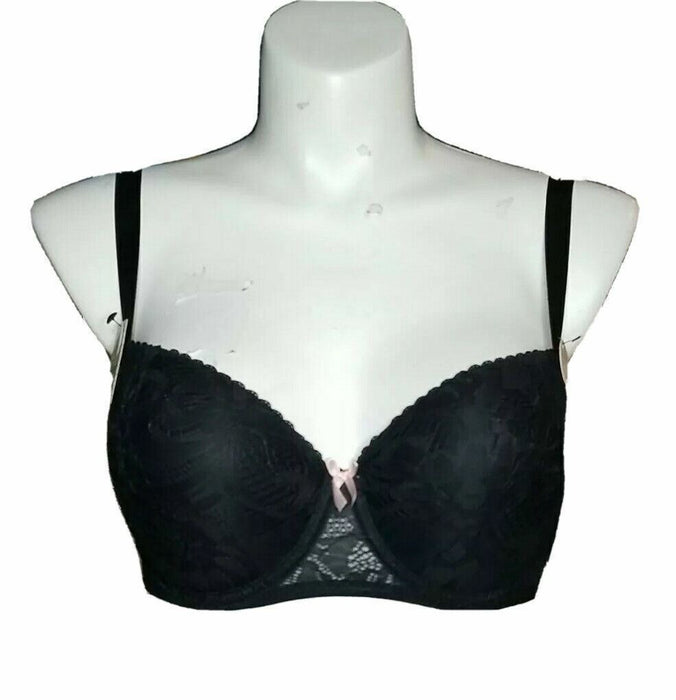 Spee Intimates Black/Pink Lace 2 Pic Bra Set w/ Lace Panties (Size: 38D/2X)