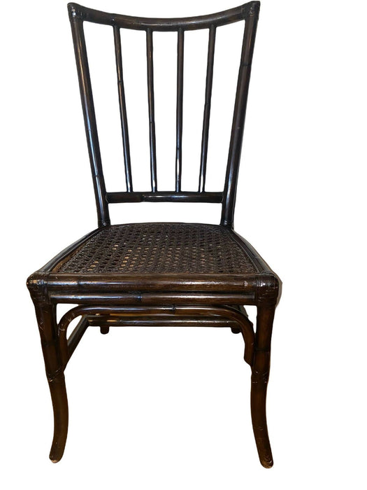 Rattan Bamboo Highback Dinning Chair with Cane Seating Dark Brown