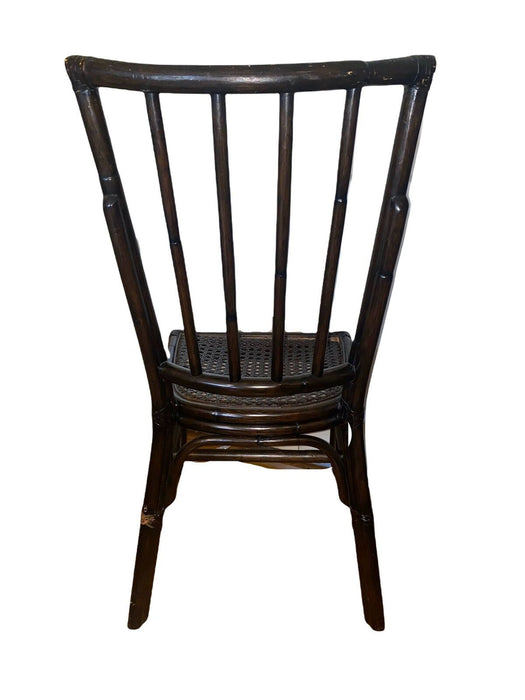 Rattan Bamboo Highback Dinning Chair with Cane Seating Dark Brown