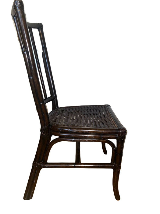 Rattan Bamboo Highback Dinning Chair with Cane Seating Dark Brown