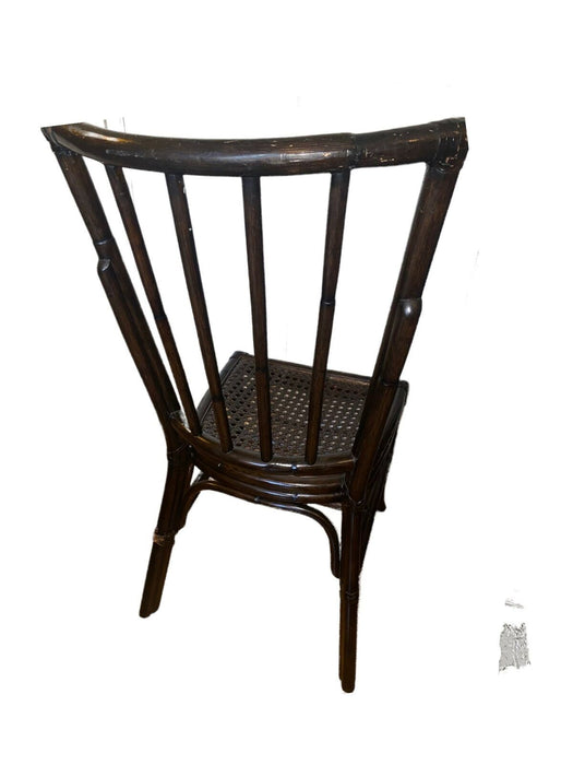 Rattan Bamboo Highback Dinning Chair with Cane Seating Dark Brown