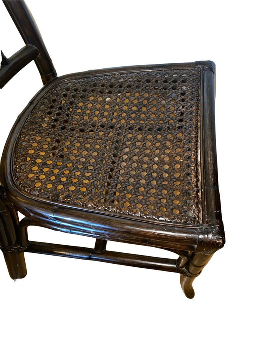 Rattan Bamboo Highback Dinning Chair with Cane Seating Dark Brown