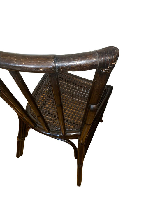 Rattan Bamboo Highback Dinning Chair with Cane Seating Dark Brown