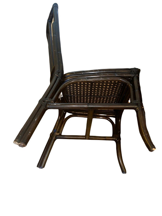 Rattan Bamboo Highback Dinning Chair with Cane Seating Dark Brown