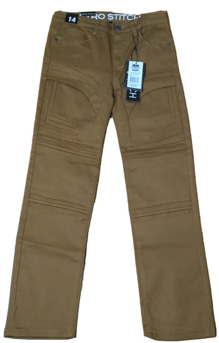 Retro Stitch Boys Designer Slim Fit Stretch Jeans Wheat (Size: 14) NWT