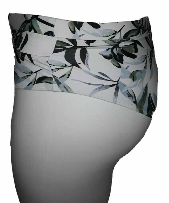 Women's White Floral 2 Pocket Hipster Swim Briefs  (Size: L)