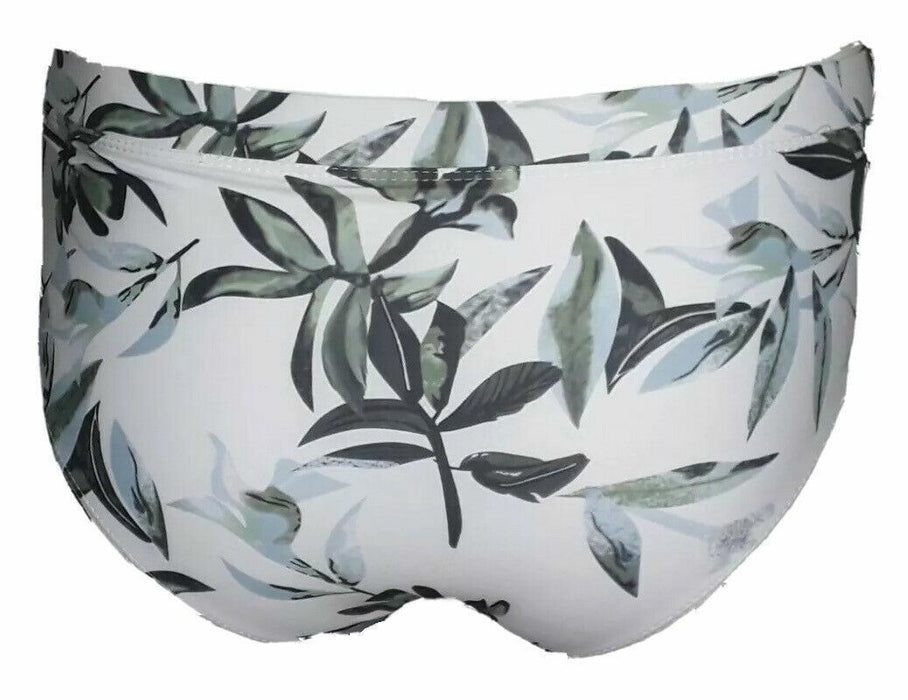 Women's White Floral 2 Pocket Hipster Swim Briefs  (Size: L)