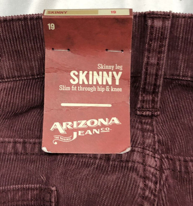 Arizona Women's Skinny Leg Slim Fit Corduroy Pants  Zinfandel (Size: 19)