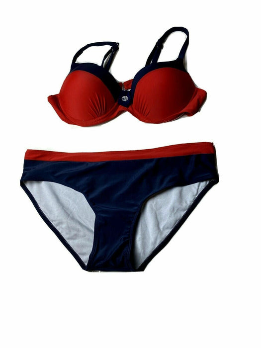 Women's Red/Blue Padded Bikini Piece Swimsuit (Size: XXL)