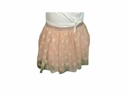 Btween Girl's Peach Glitter Star Puffy Tutu Skirt (Size: 6x)