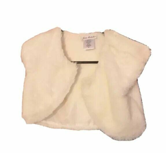 Jona Michelle | Girl's White Faux Fur Shawl (Size: 5)