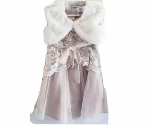 Jona Michelle | Girl's White Faux Fur Shawl (Size: 5)