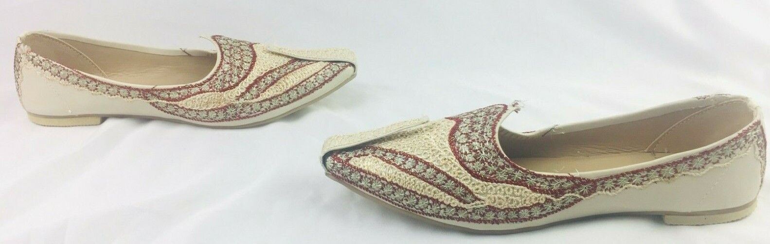 Indian | Golden Handmade Loafers & Slip Ons Khussa | Decorative (Sz: 10)