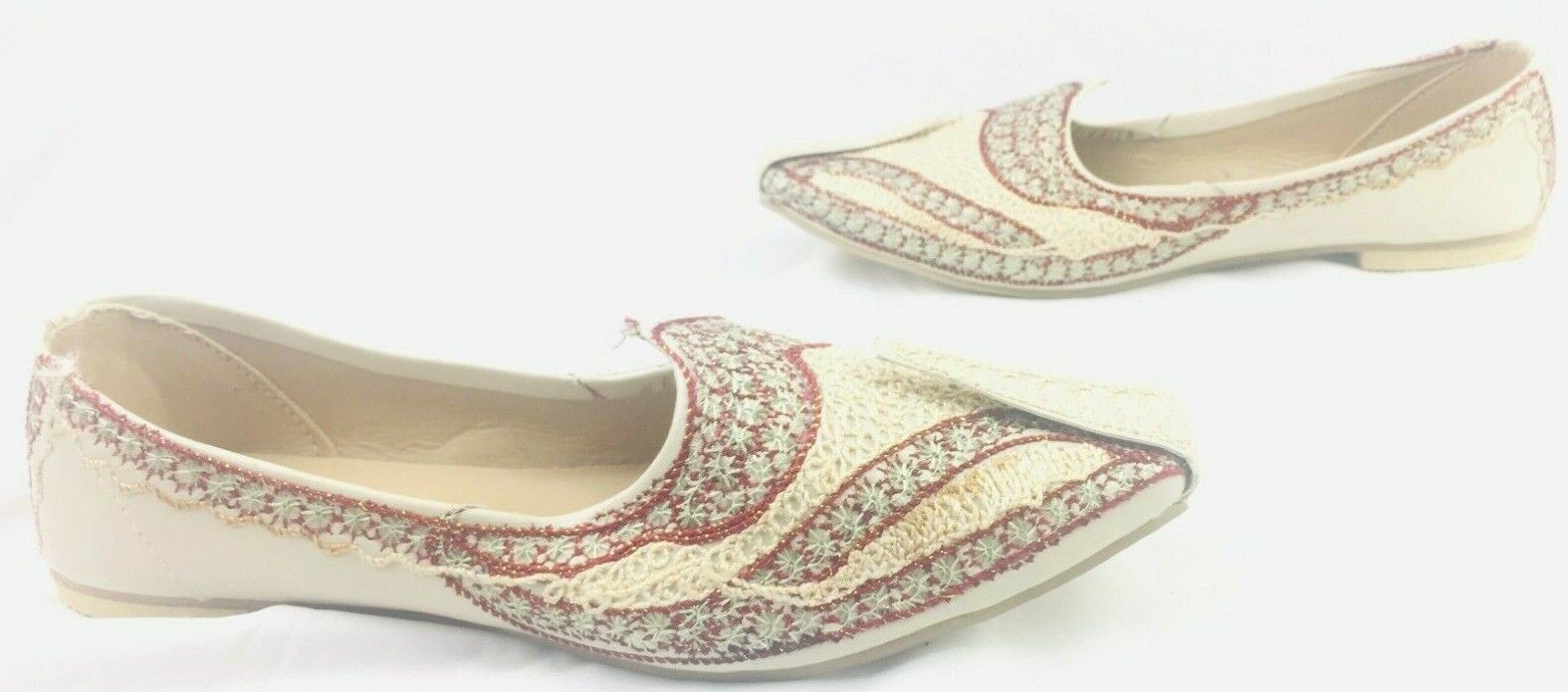 Indian | Golden Handmade Loafers & Slip Ons Khussa | Decorative (Sz: 10)