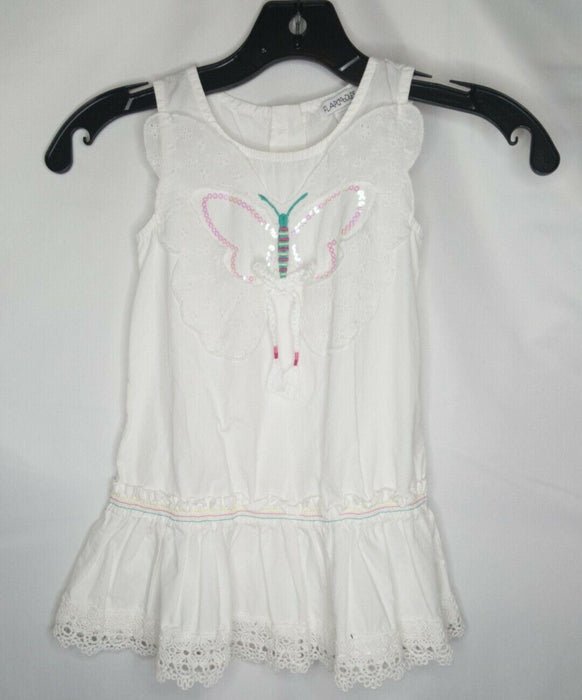 Flapdoodles | White Butterfly Sleeveless Dress(Size: 4)