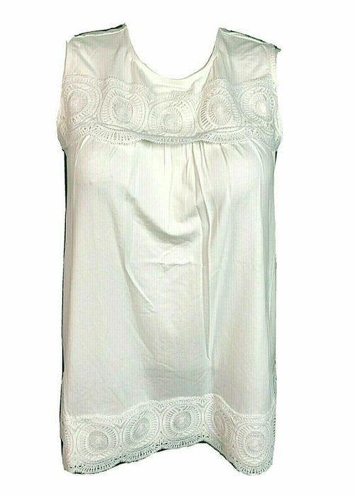 Adrianna Papell White w/ Lace Circles Tunic Tank