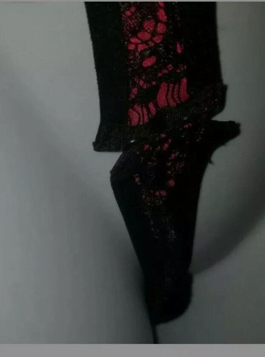 Women's Black & Red Lace Bodysuit (Size: M)