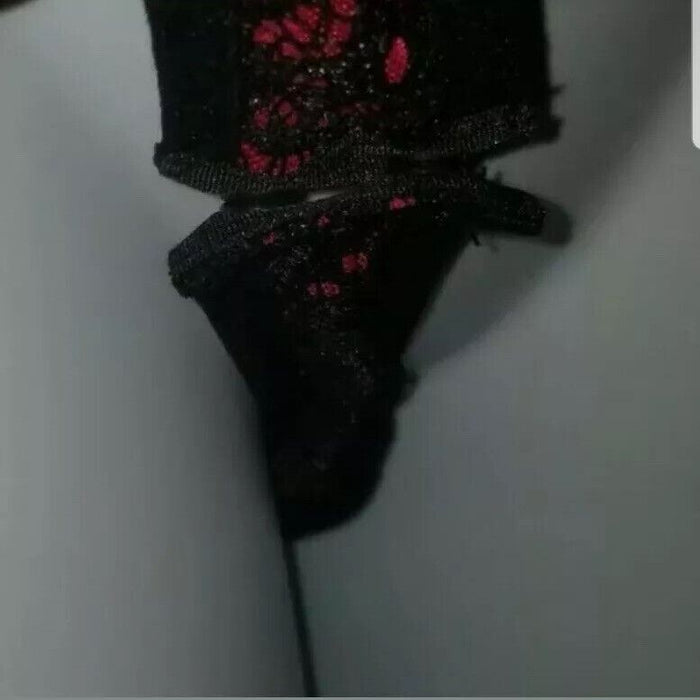 Women's Black & Red Lace Bodysuit (Size: M)