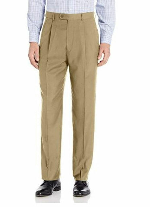 Linea Naturale | Pleated Travel Genius Microfiber Trouser | Tan (Size: 35 X 35)