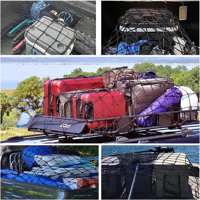 Adjustable Bungee Cargo Net 4' x 6' Expands to 8' x 12' for Pickup Bed or SUV