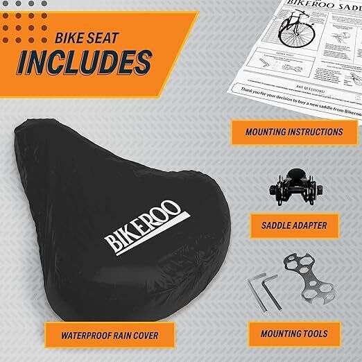 Bikeroo Bike Seat Oversize, Extra Wide, Padded Bicycle Seat Local