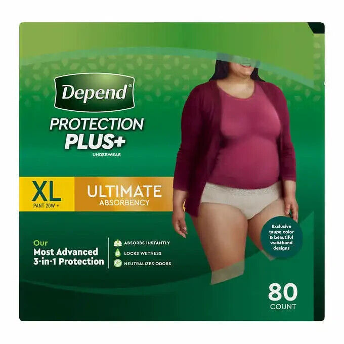 Depend Fit-Flex Ultimate Absorbency Underwear Women (Size XL 45-54) 80 CT Local