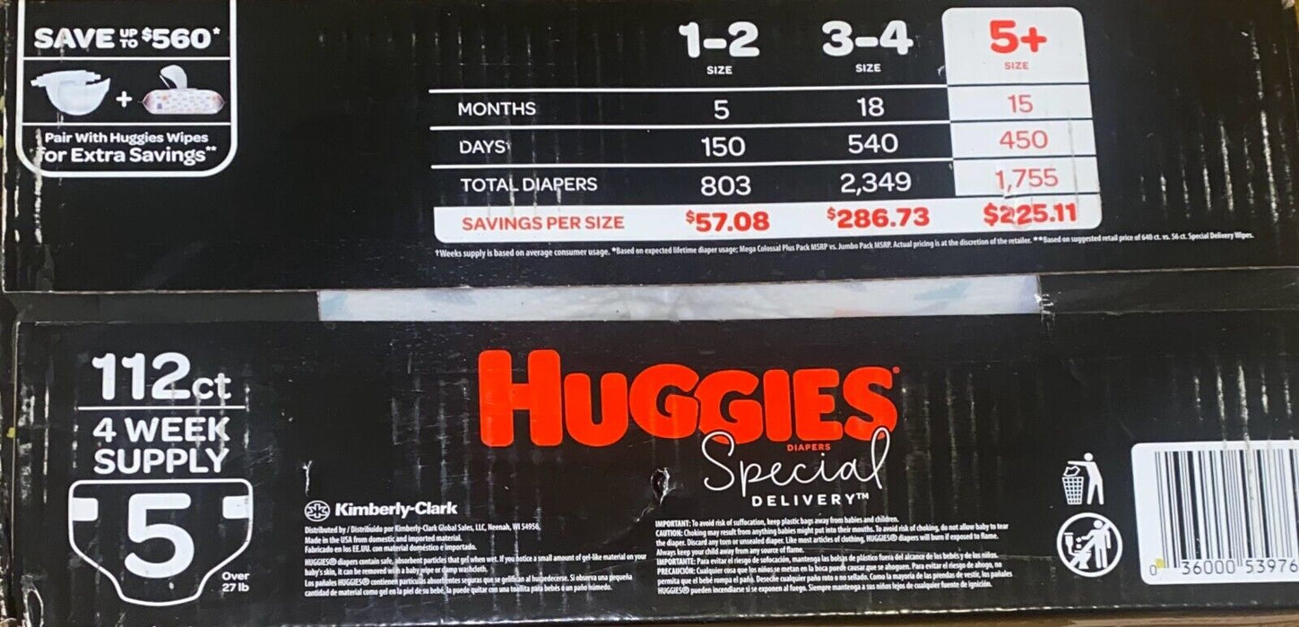 Huggies Special Delivery Plant-Based Diapers (Size: 5  27+lbs) 112 Count Local