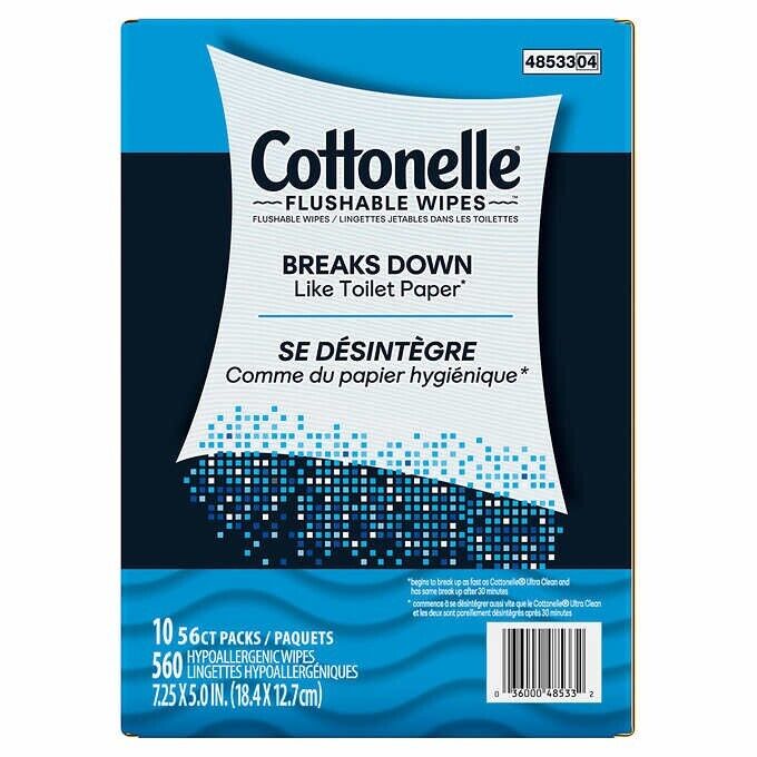 Cottonelle Fresh Care Flushable Wipes, 10 Packs = 560 Wipes NWT Local