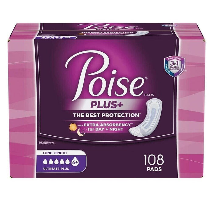 Poise Incontinence Pads Women Ultimate Absorbency 108 Ct (4 Pcks of 27) Local