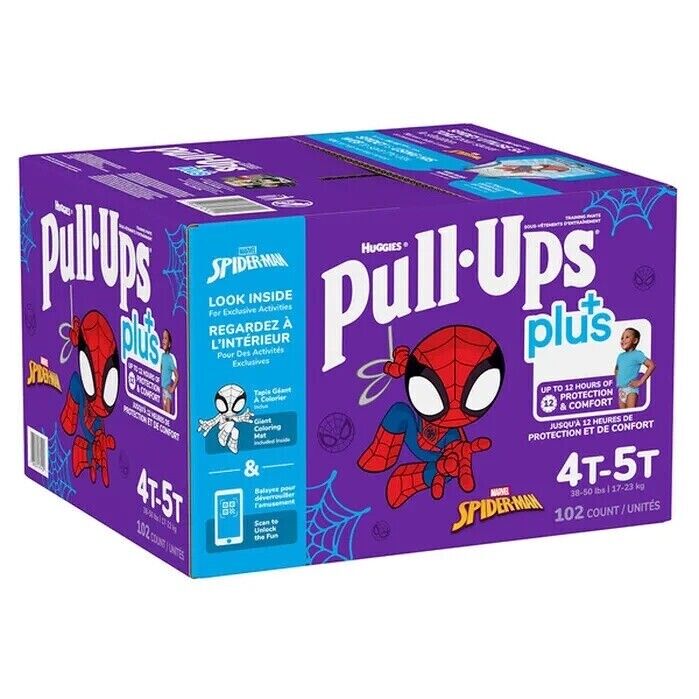 Huggies Spiderman Pull-Ups Boys Potty Underwear (Size 4T-5T 38-50 lbs) Local