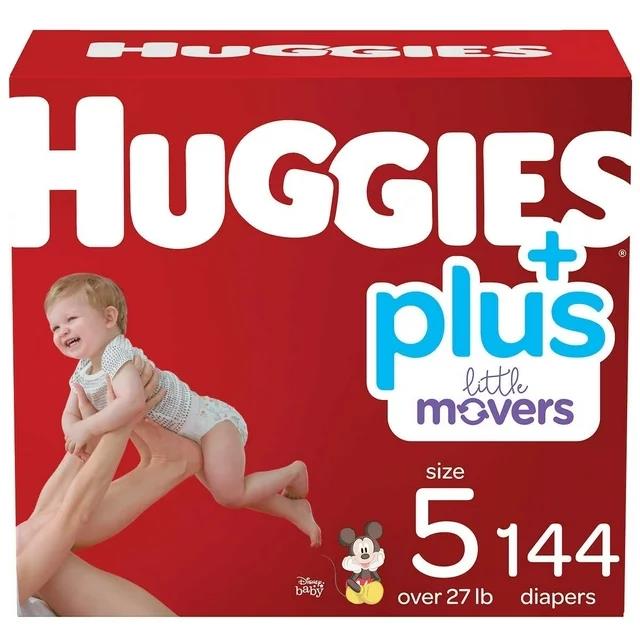 Huggies Plus+ Little Movers  Baby Diapers (Size 5: 27+lbs) 144 Count Local