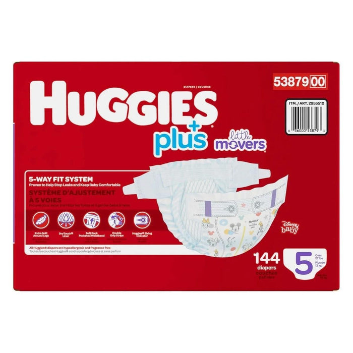 Huggies Plus+ Little Movers  Baby Diapers (Size 5: 27+lbs) 144 Count Local