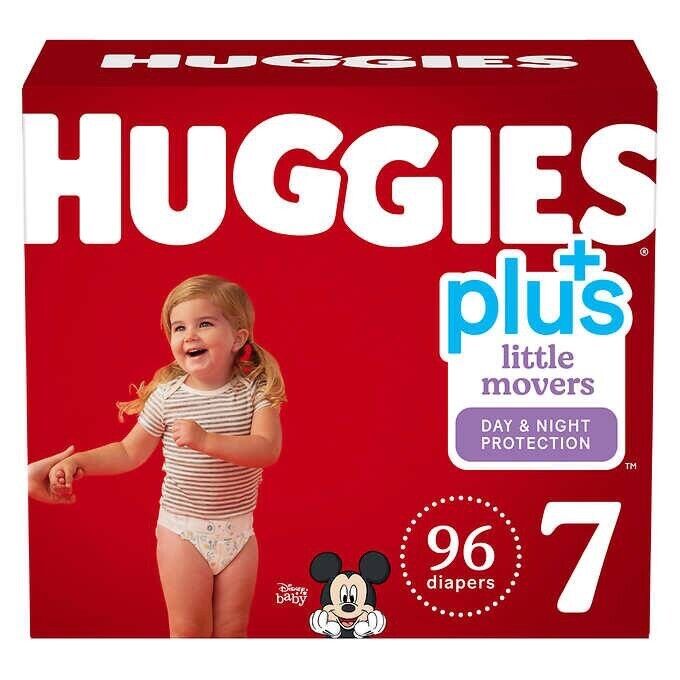 Huggies Plus+ Little Movers  Baby Diapers (Size 7: 41+lbs) 96 Count Local