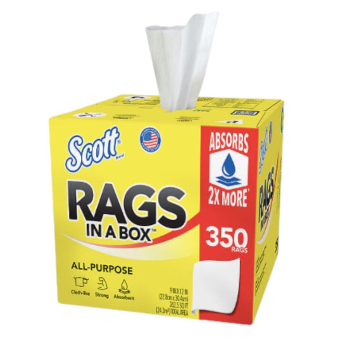 Scott Rags In a Box, White, All Purpose 350 Sheets/Box Local