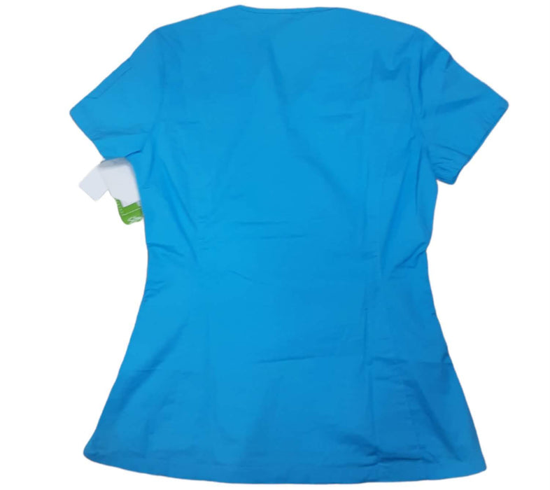 Landau Women's Light Blue 4-Pocket V-Neck Classic Fit Solid Scrub Top  (XSM)