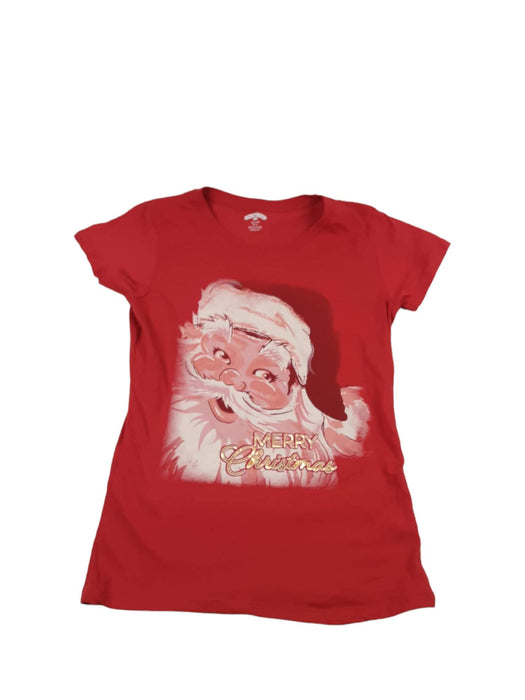 Holiday Time Women's Red Santa Claus Merry Christmas Tee Top (Size: XS)