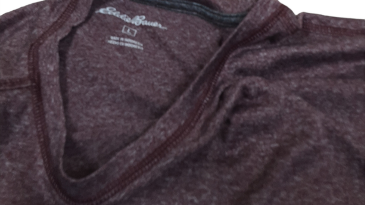 Eddie Bauer Men's Burgundy Short Sleeve T-Shirt (Size: L)